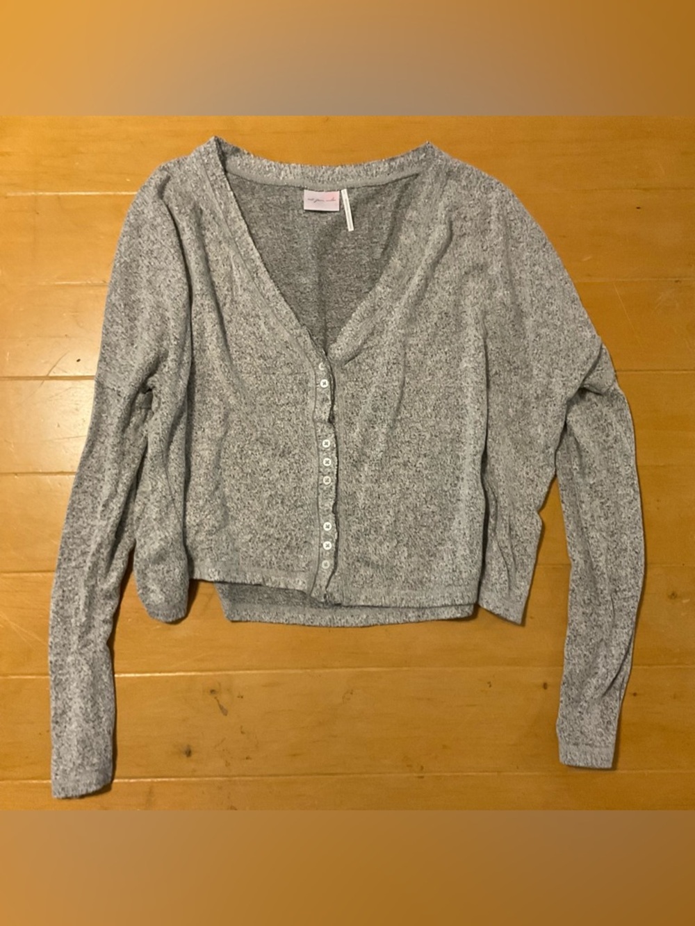 Cozy Grey V-Neck Button Front Women's Sweater